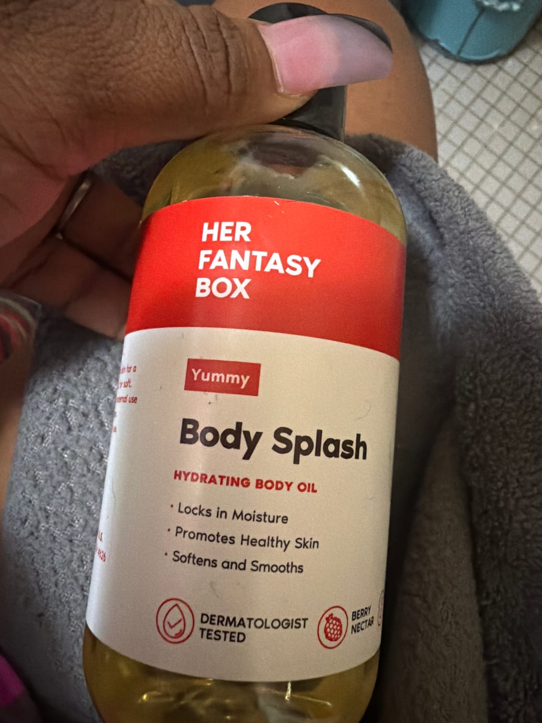 Customer photo review of Body Splash - Skin Smoothing Body Oil (Vanilla Drip)