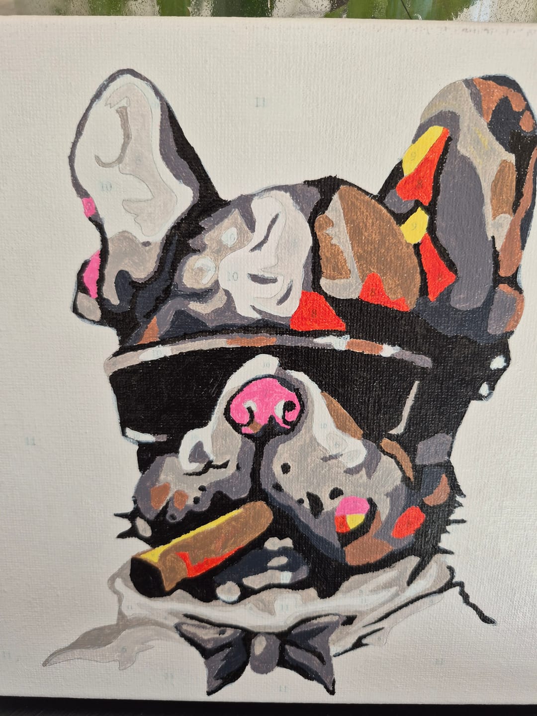 Customer photo review of Mini Peinture par Numéros 20x20cm avec cadre Chien au Cigare