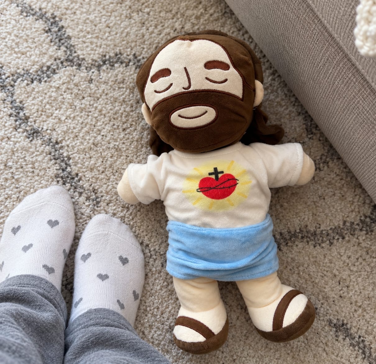 Customer photo review of Breathing Jesus Plush for Sleep Better