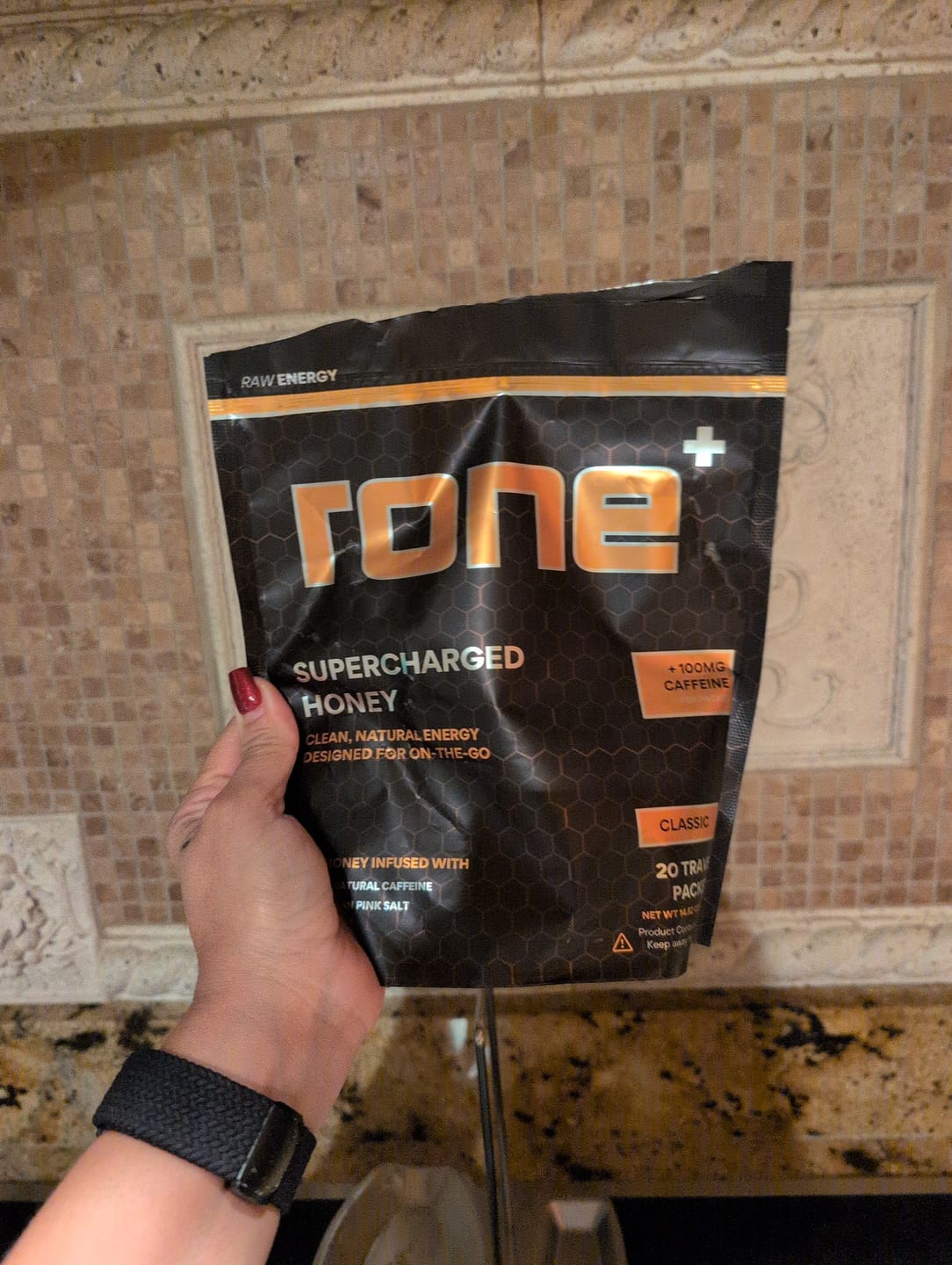 Customer photo review of 100mg Caffeine - Classic - SuperCharged Honey (20-Pack)