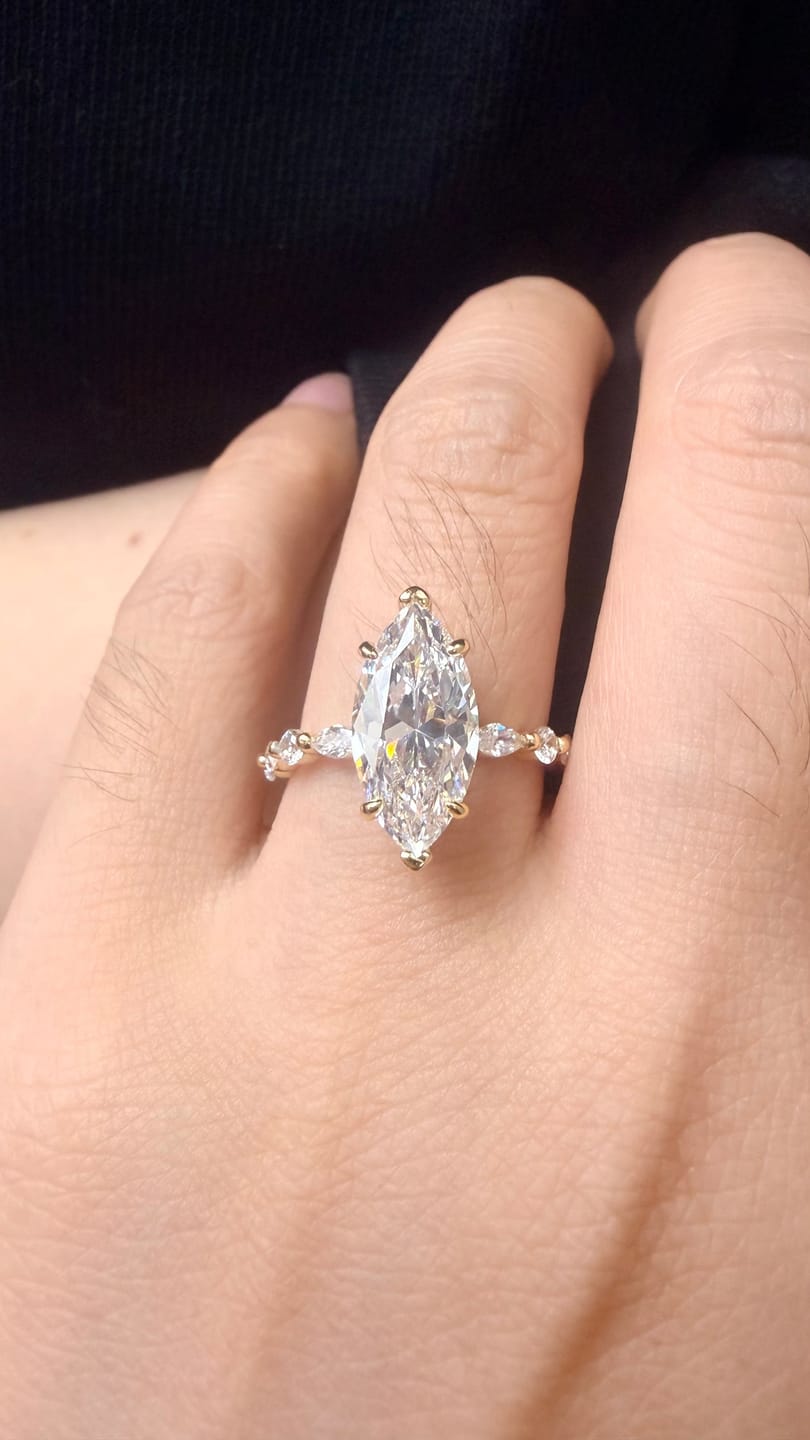 Customer photo review of S925 3.0Ct Marquise Cut Engagement Ring Travel Ring Everyday Wearable Ring In Sterling Silver