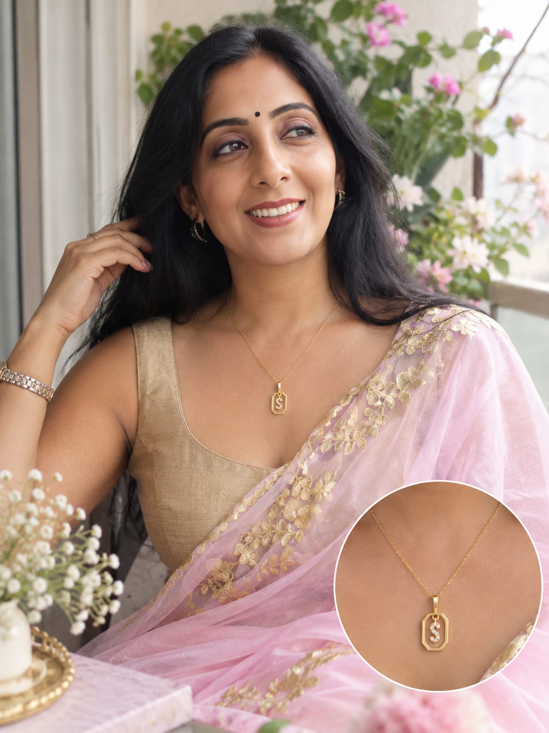 Customer photo review of Initial Letter S Pendant