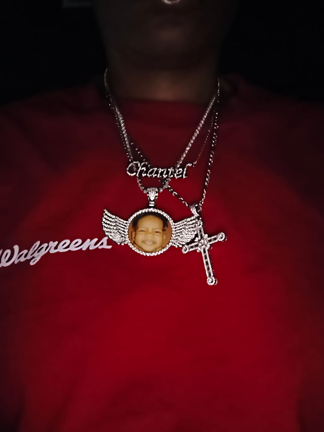 Customer photo review of Iced Angel Photo Pendant Chain