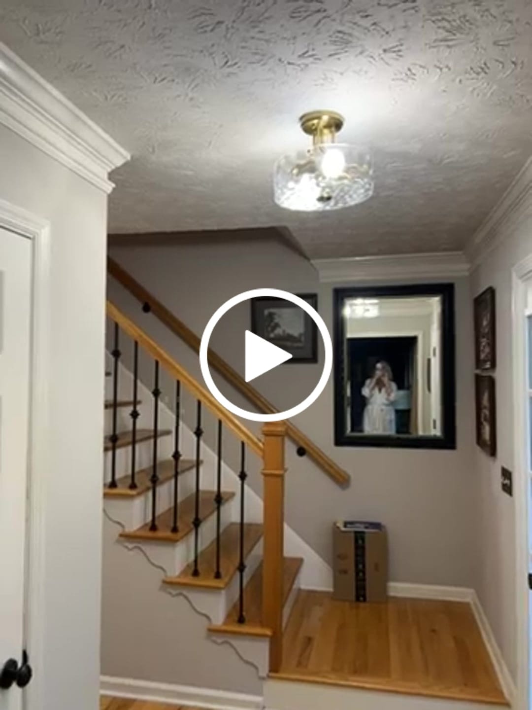 Customer video review of Round Drum Hammered Glass Semi Flush Mount