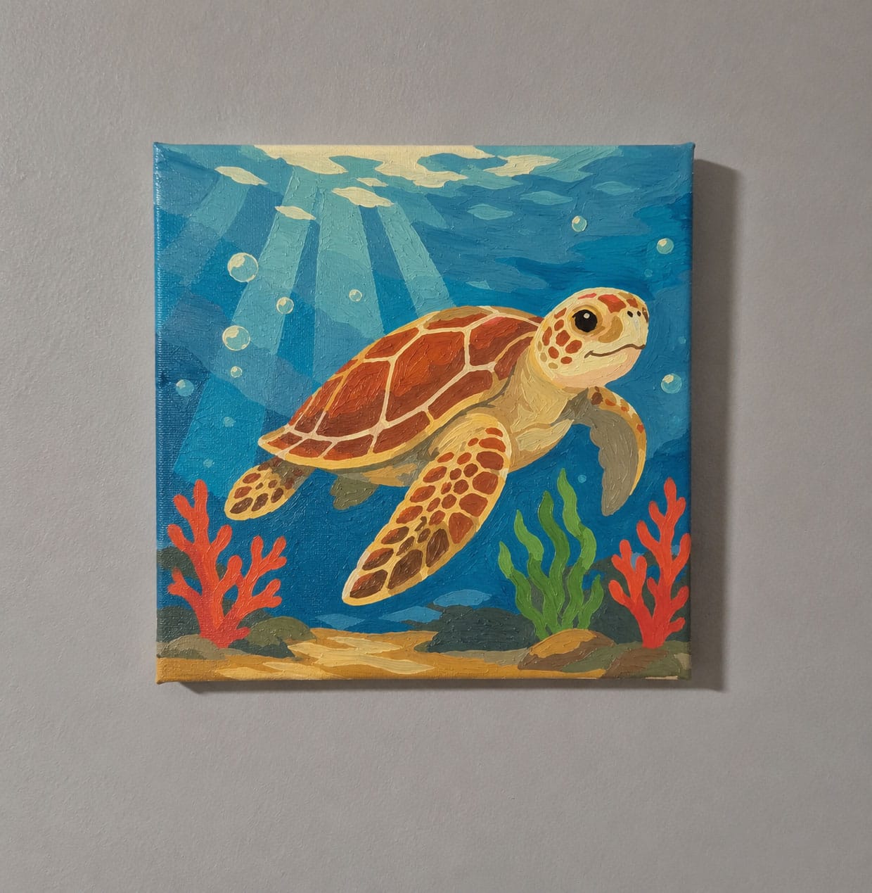 Customer photo review of Mini Peinture par Numéros 20x20cm avec cadre Tortue