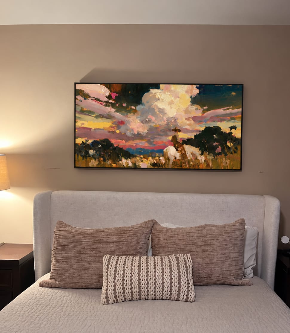 Customer photo review of Prairie Afterglow-Cowboy Sunset Landscape Painting