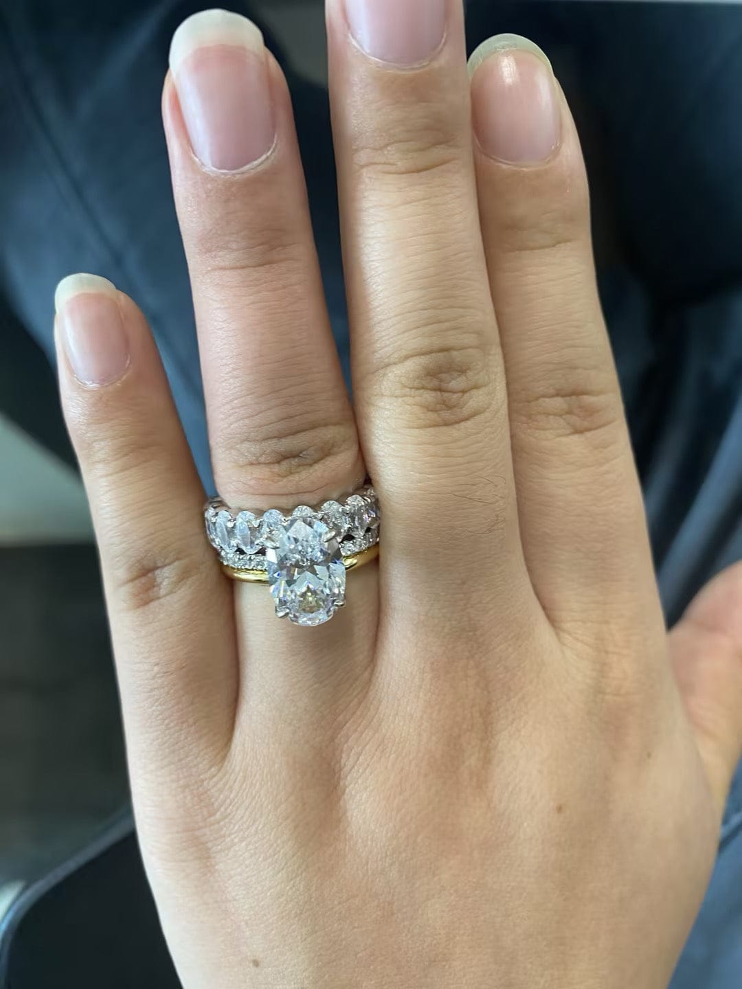 Customer photo review of S925 3PC 4.0Ct Oval Cut Wedding Ring Set Travel Ring For Her With Two Classic Wedding Bands
