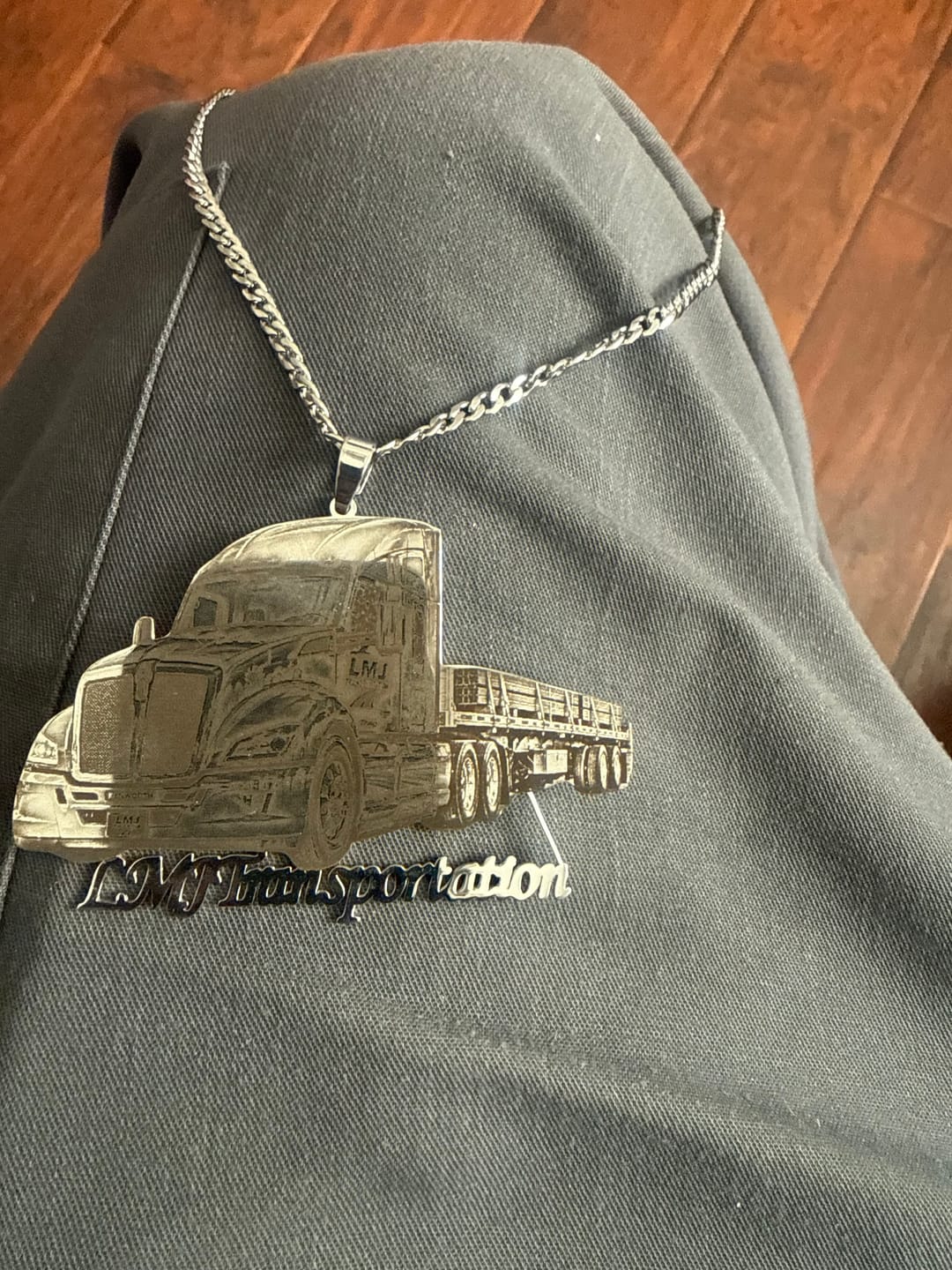 Customer photo review of Custom Logo Engraved Photo Pendant Necklace