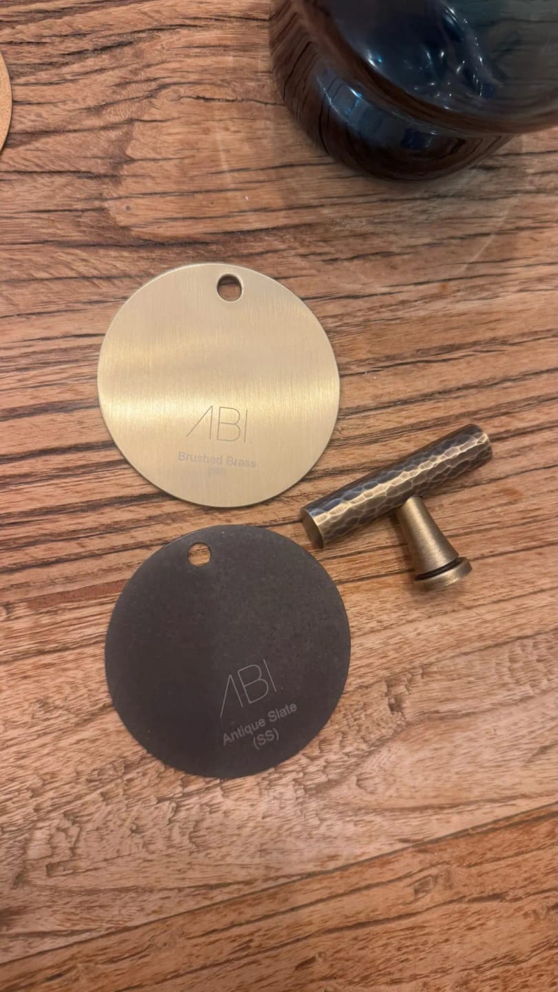 Customer photo review of Hand-Hammered Solid Brass T-Bar Cabinet Knob, Antique Brass