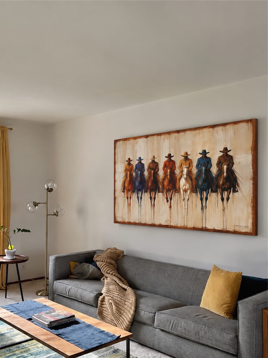 Customer photo review of Seven Riders Lineup-Western Cowboy Oil Painting