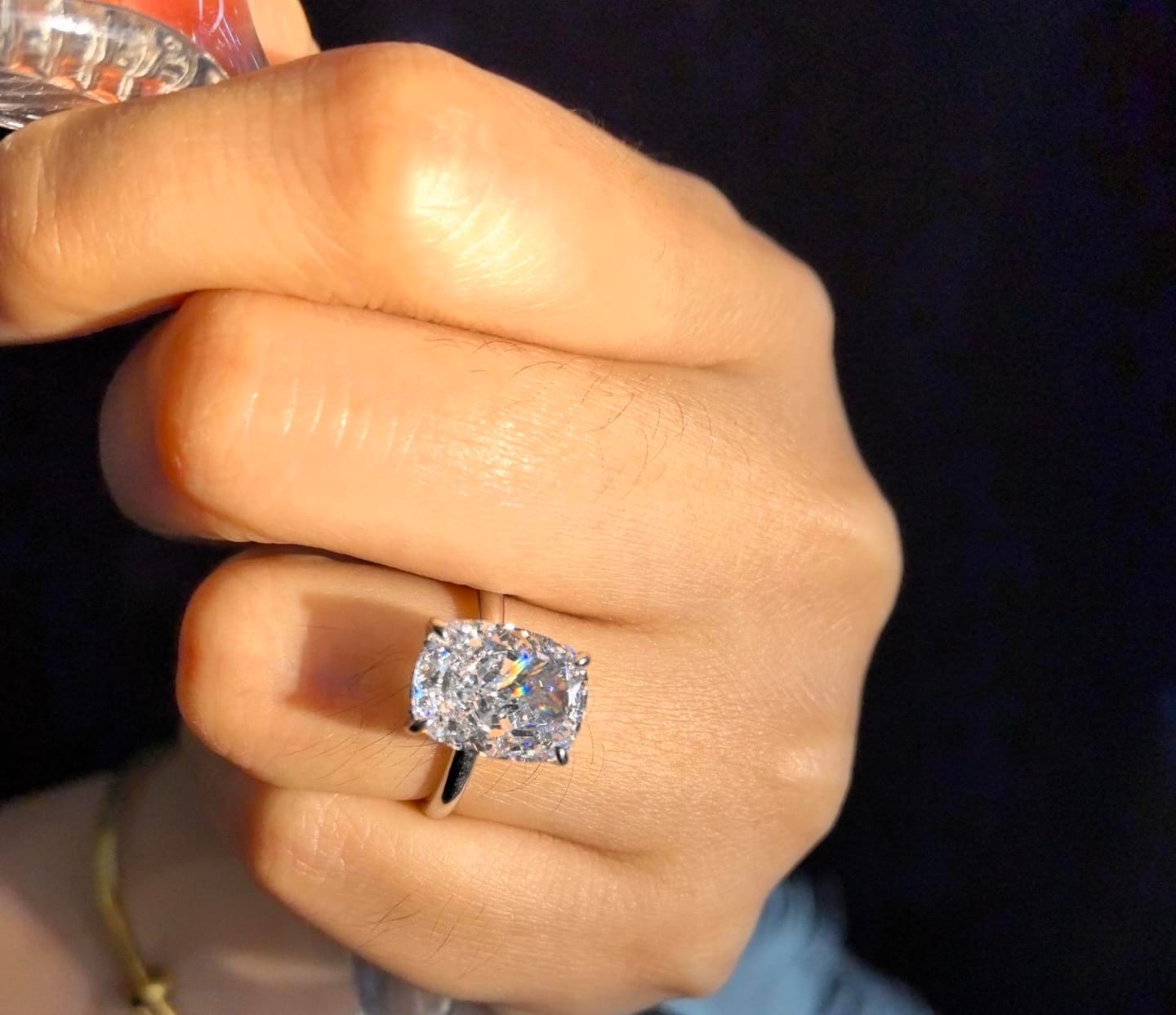 Customer photo review of S925 Sparkle 4.5~8.5Ct Cushion Cut Engagement Ring In Sterling Silver Daily Wear Ring