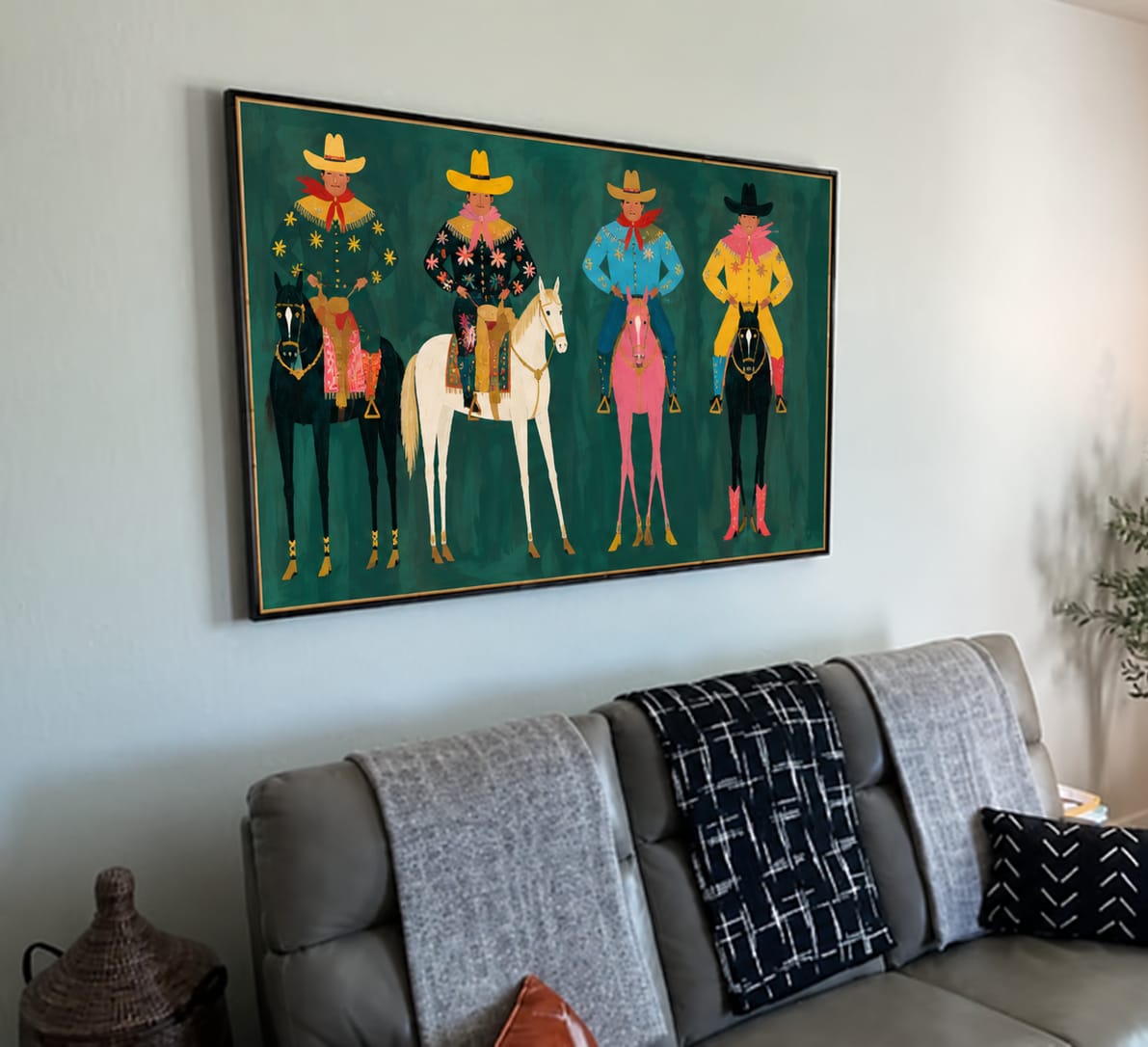 Customer photo review of Saddle Parade-Western Cowboy Horse Painting