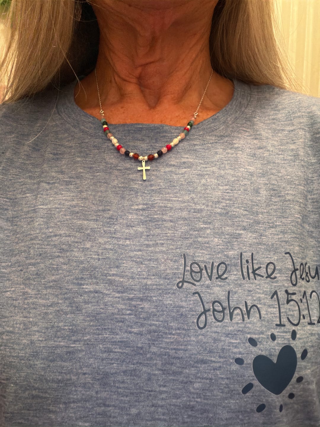 Customer photo review of FREE Today: Colorful Beaded Necklace with Simple Cross Pendant: A Symbol of Vibrant Sacred Grace & Steadfast Faith