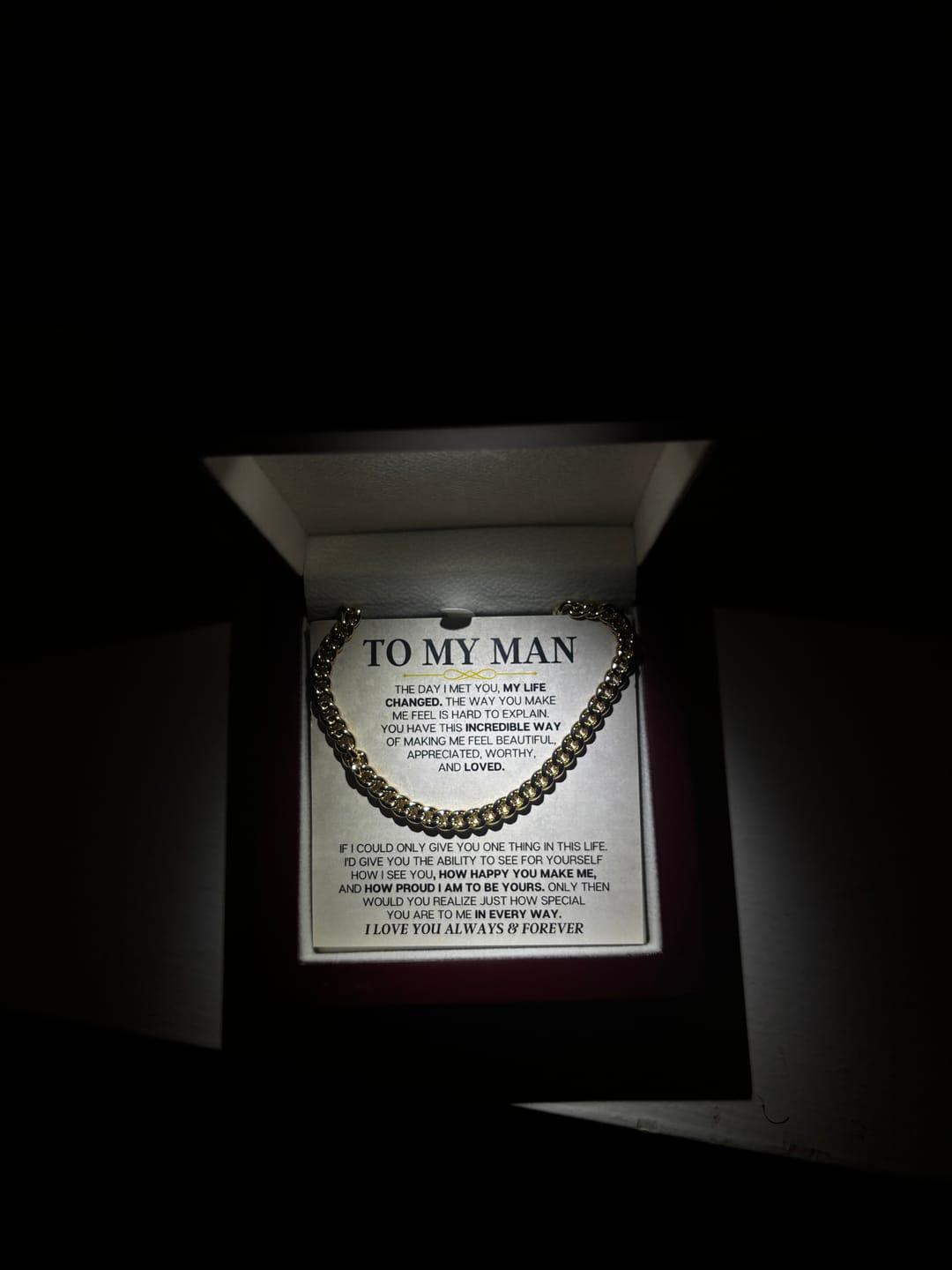 Customer photo review of To My Man - Cuban Link - Special Gift Set - SS166V2