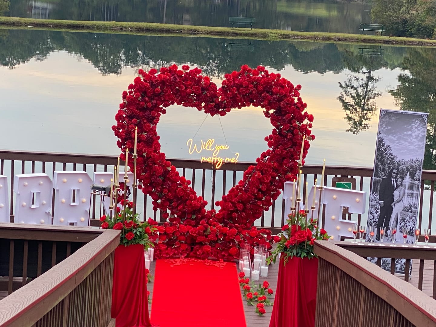 Customer photo review of AliFlowers 5D Red Rose Heart Arch for Proposal & Wedding Backdrop ALFAH004