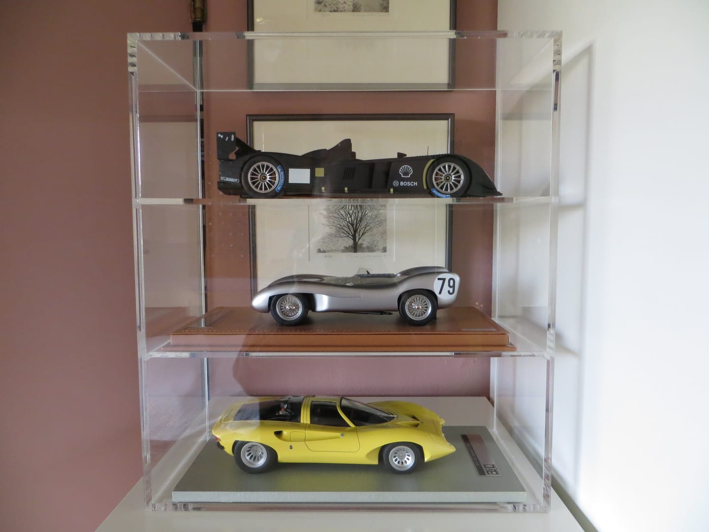 Customer photo review of Clear Acrylic Diecast Model Car Display Case with Shelves or No Shelves