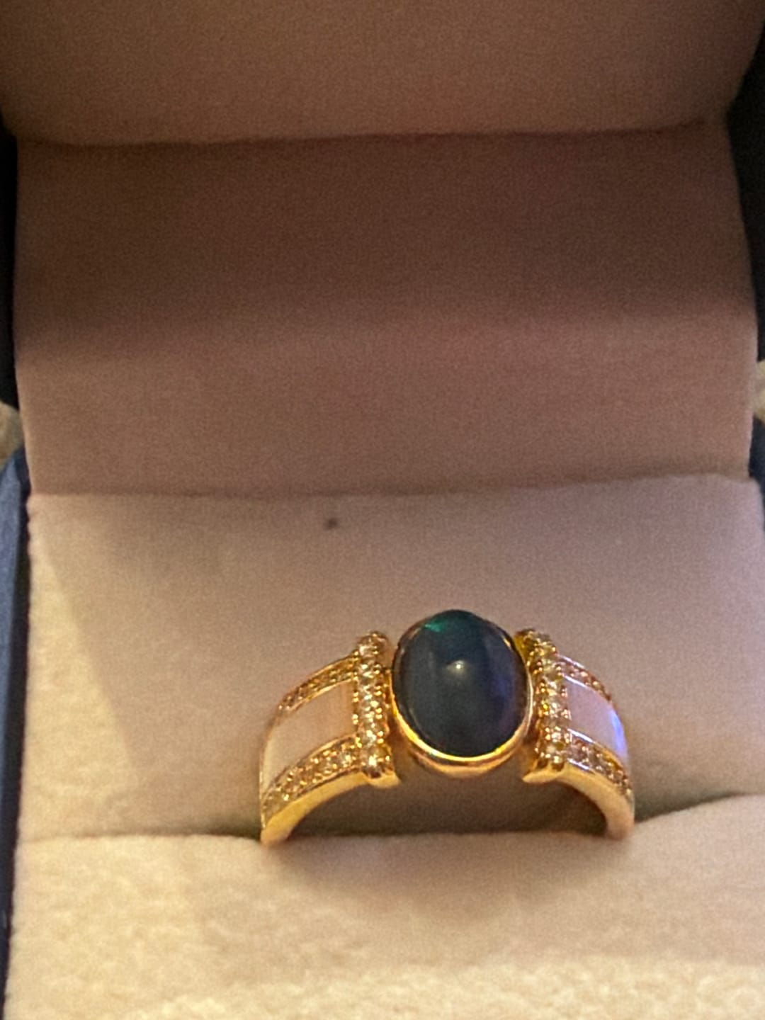 Customer photo review of Silver Blue Japanese Akoya Mother of Pearls Butterfly Ring