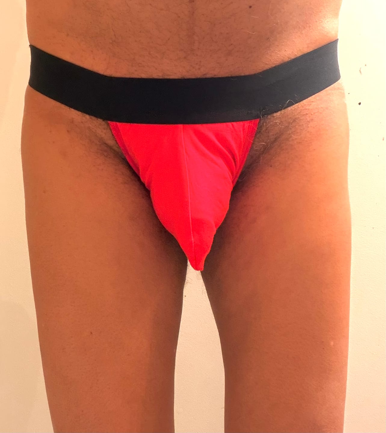 Customer photo review of 3 Pack Men's Cotton Thongs with Support Pouch