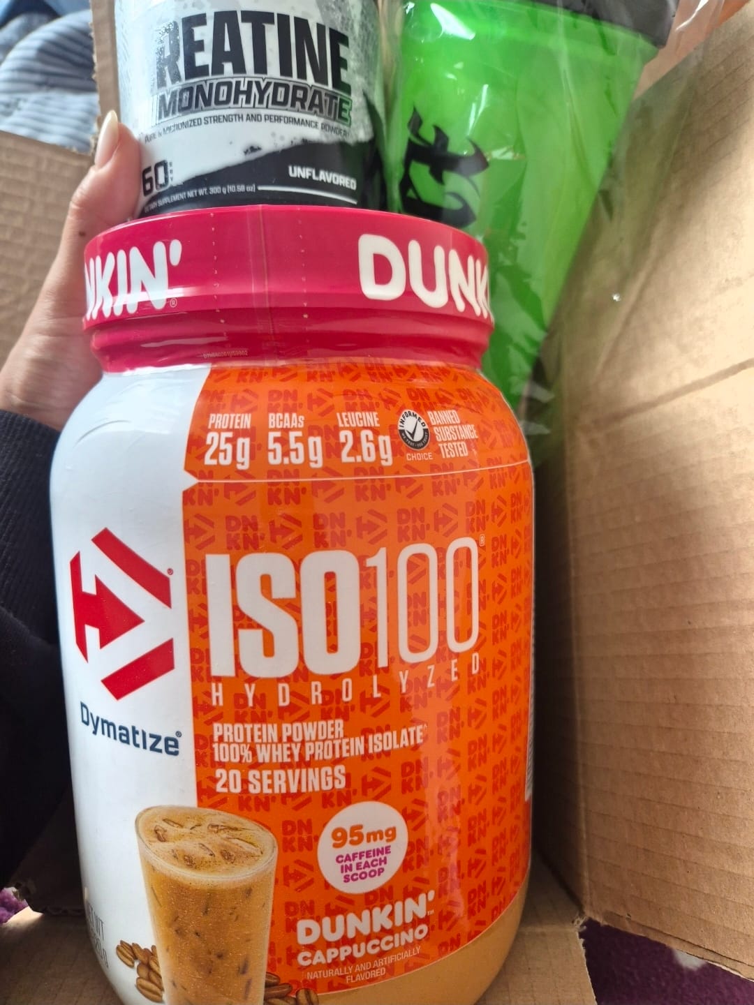 Customer photo review of Iso 100 Mini Dunkin + Creatina Nutrex + Shaker