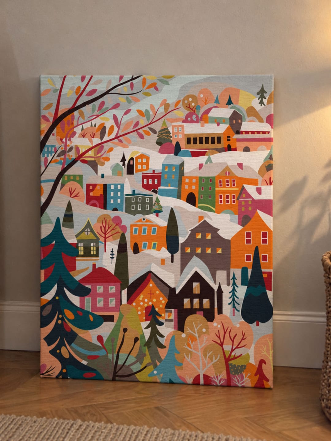 Customer photo review of Coffret Peinture par numéros - Village hivernal coloré