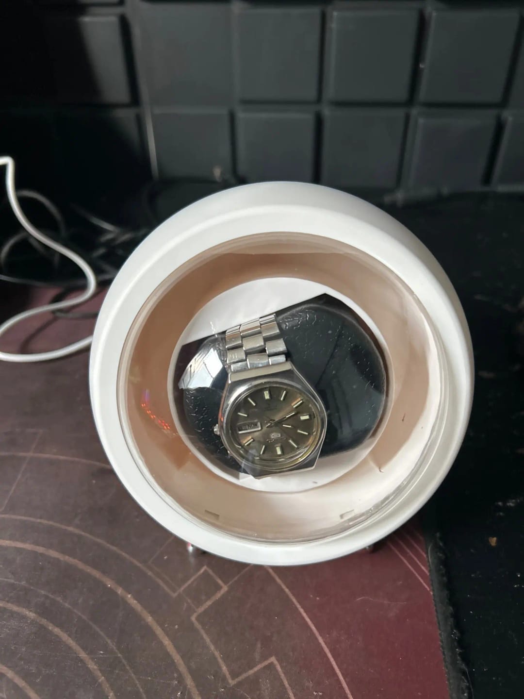 Customer photo review of Remontoir Montre Automatique Blanche – Moteur Mabuchi Silencieux