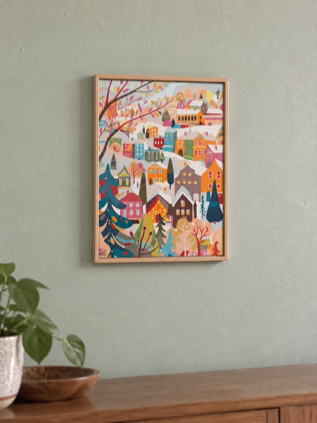 Customer photo review of Coffret Peinture par numéros - Village hivernal coloré