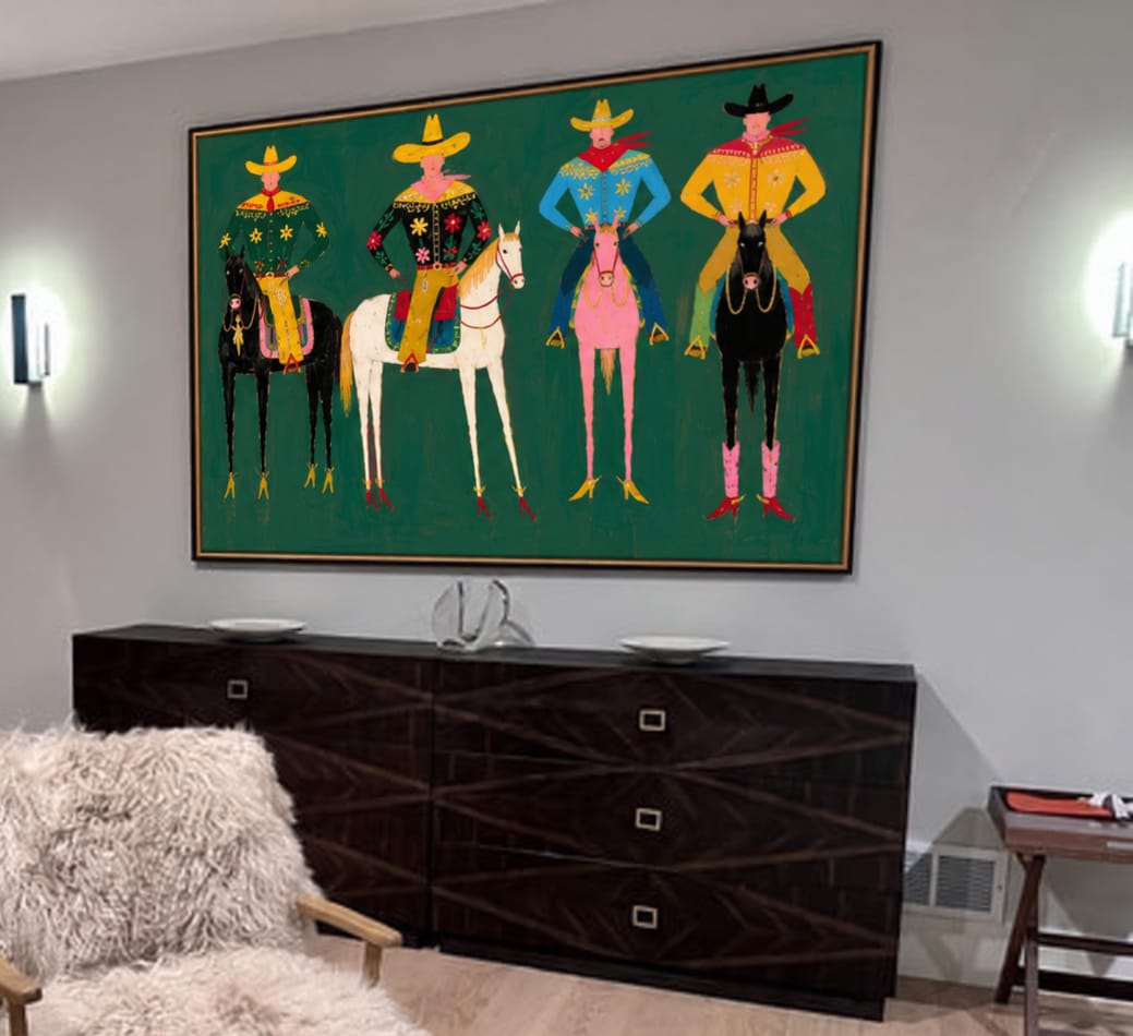 Customer photo review of Saddle Parade-Western Cowboy Horse Painting
