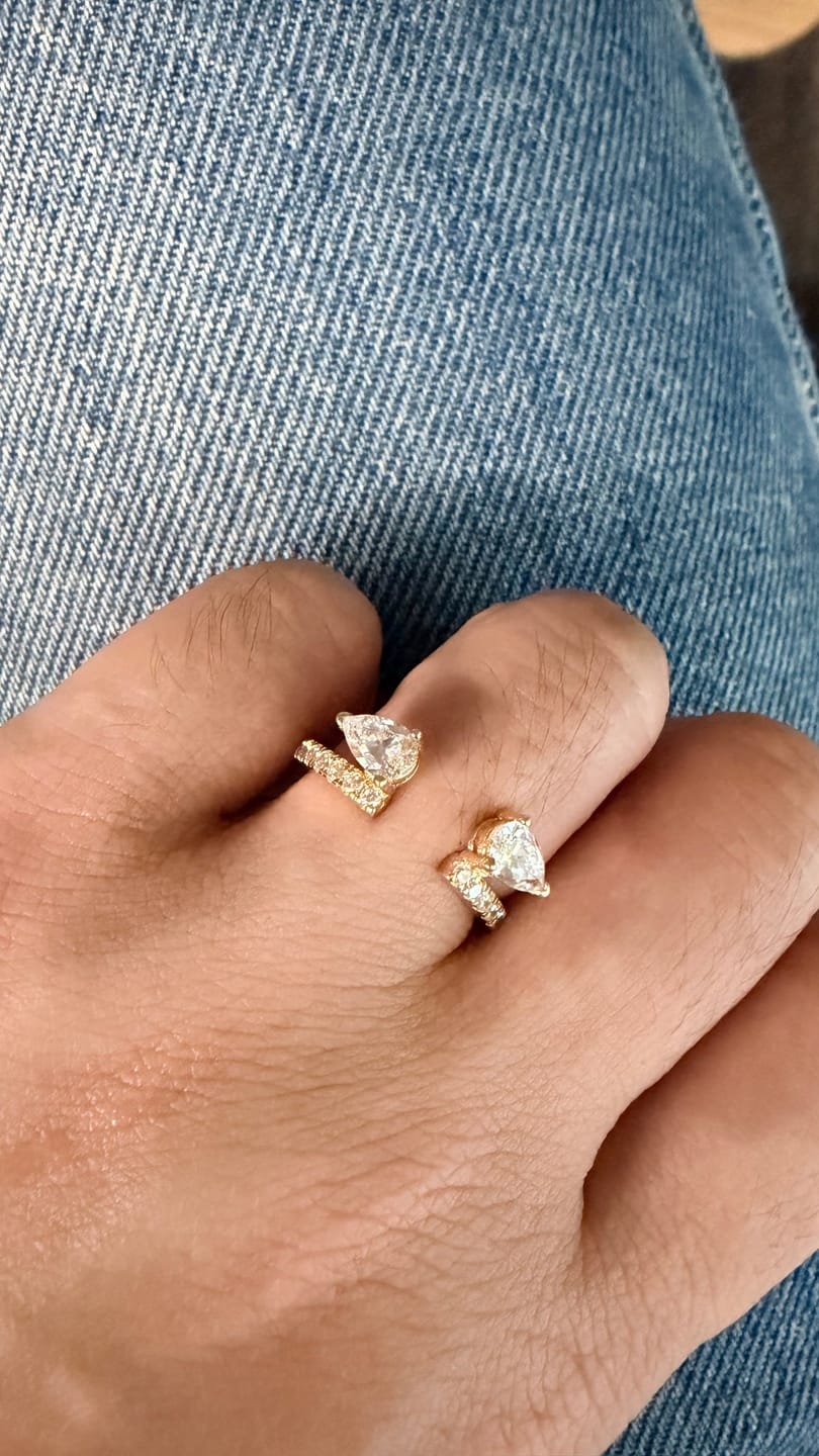 Customer photo review of S925 1.0Ct Pear Cut Classic Pear Cut Open Wedding Band In Sterling Silver