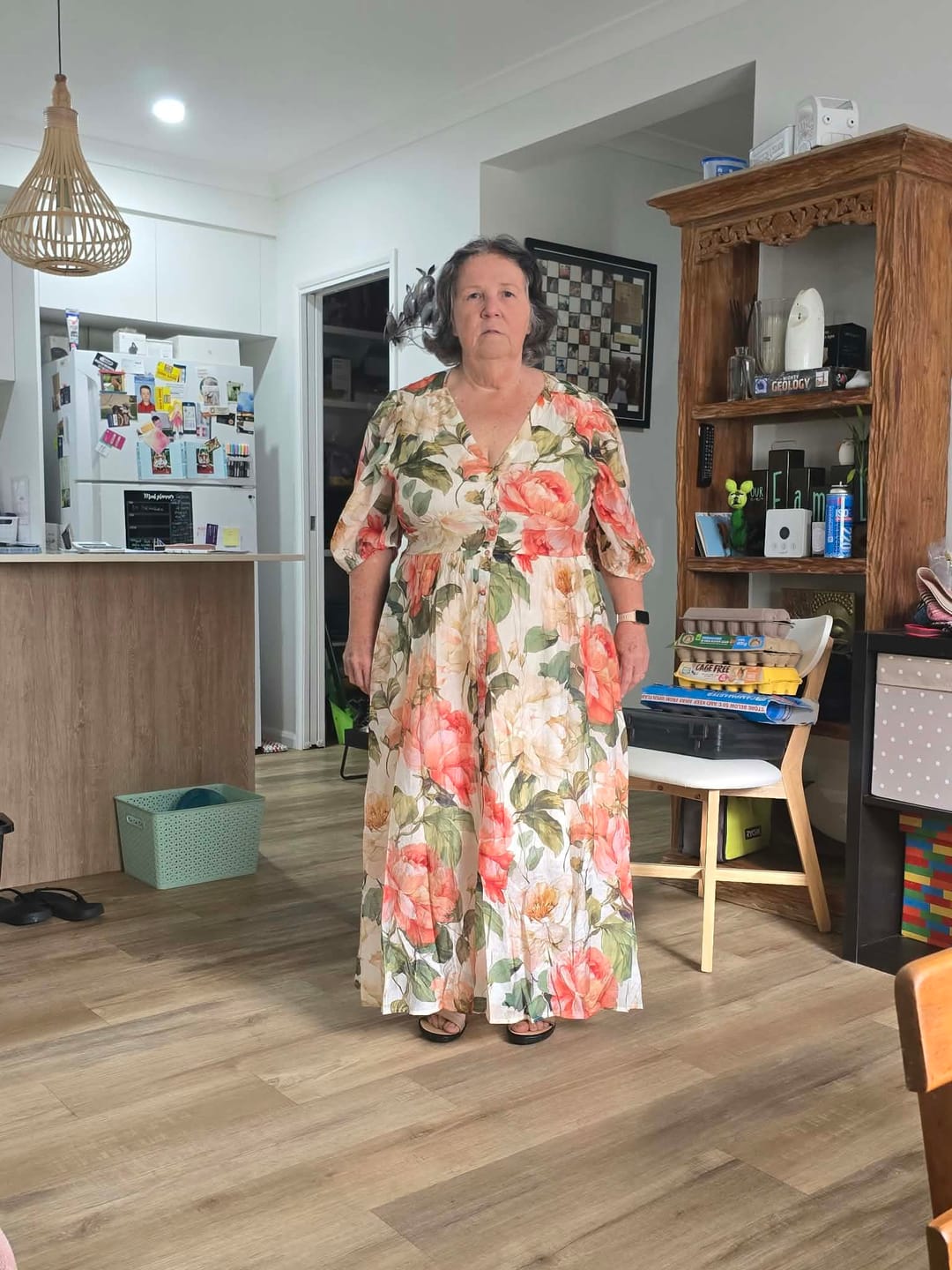 Customer photo review of Montanna Midi Dress in Coral