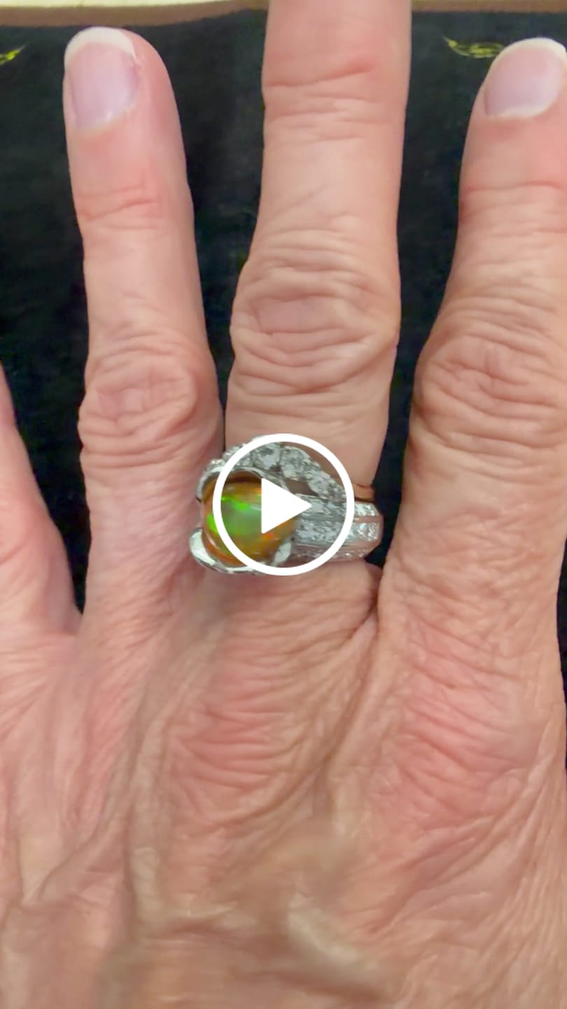 Customer video review of Vintage 14k Yellow & White Gold Old Mine Cut Diamond Curved Enhancer Ring 6.25