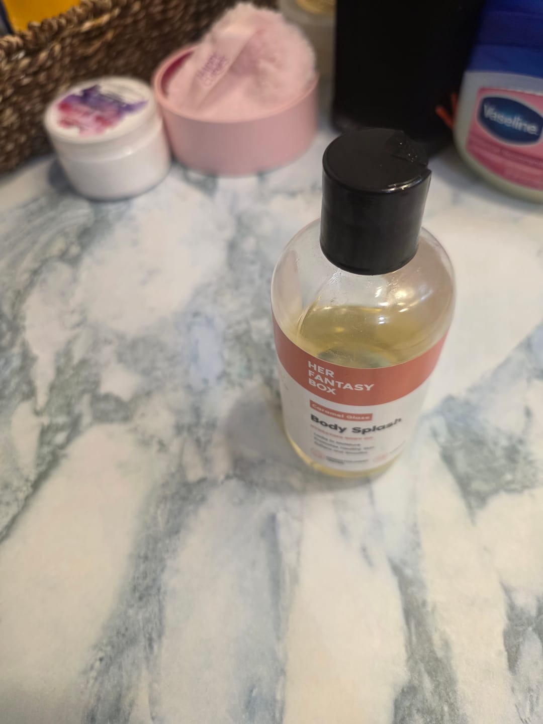 Customer photo review of Body Splash - Skin Smoothing Body Oil (Caramel Glaze)