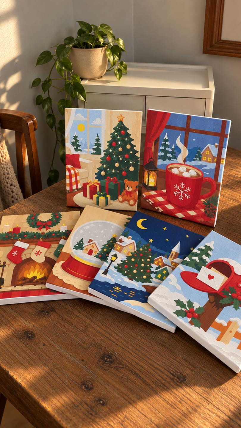 Customer photo review of Mini Peinture par numéros 15x20cm (6 pièces) - Souvenirs de Noël