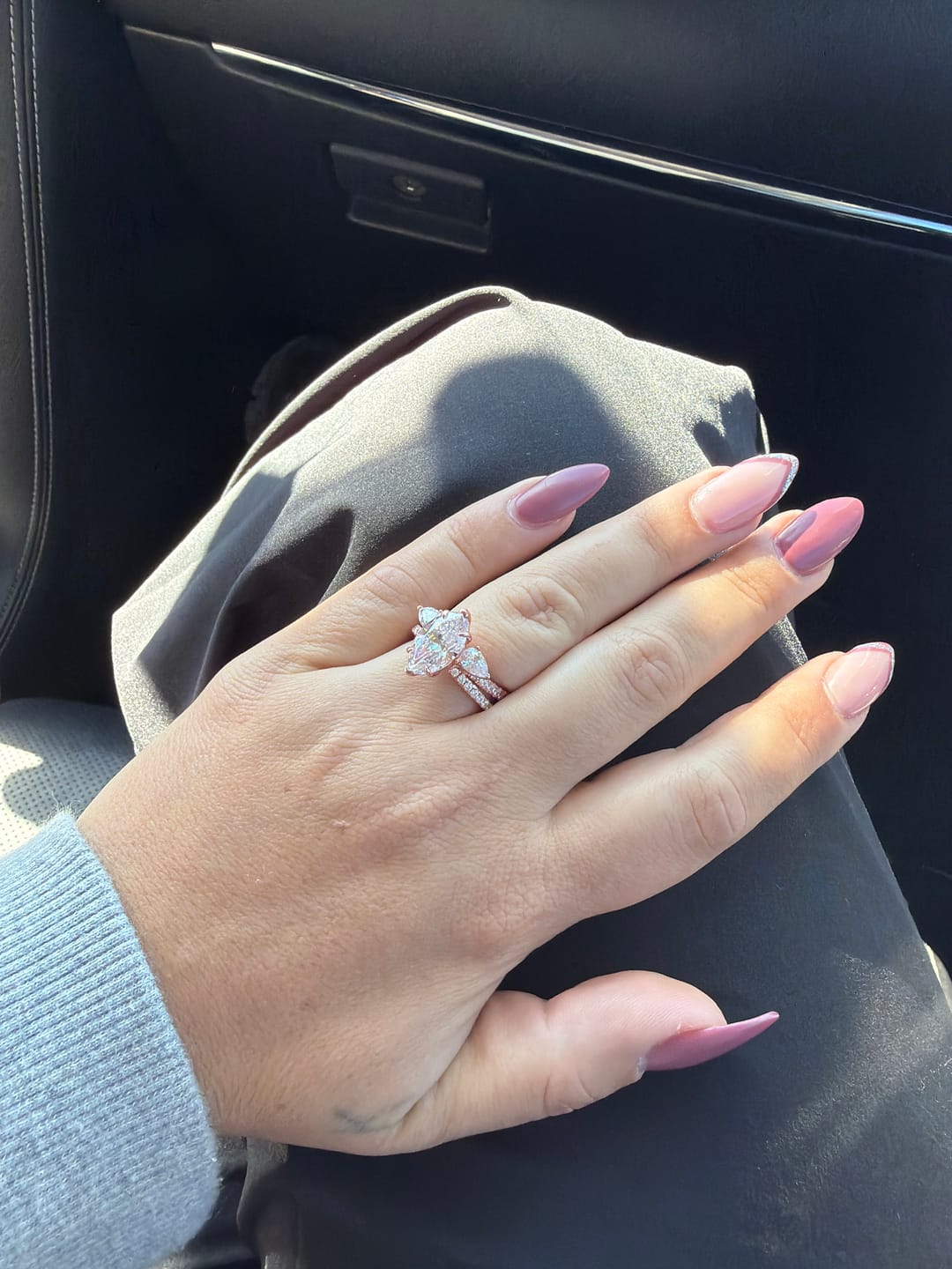 Customer photo review of S925 4.0Ct Marquise Cut Nature-Inspired Daily Wearable Stackable Enhancer Ring Set In Sterling Silver