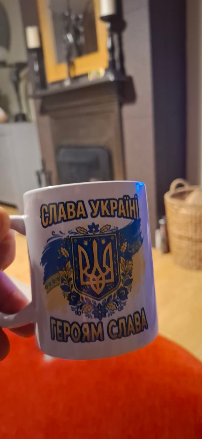 Customer photo review of Slava Ukraini-Heroyam Slava Ceramic Mug