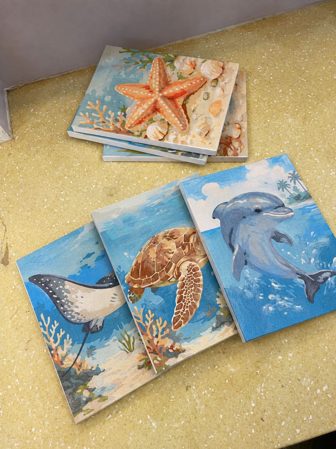 Customer photo review of Mini Peinture par numéros 15x20cm (6 pièces) - Trésors de l'Océan