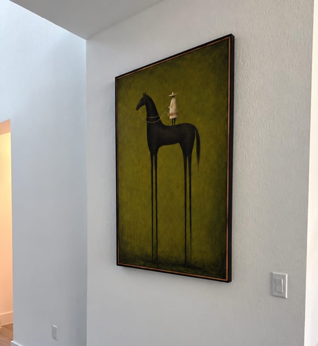 Customer photo review of Silent Reins-Olive Black Horse Painting