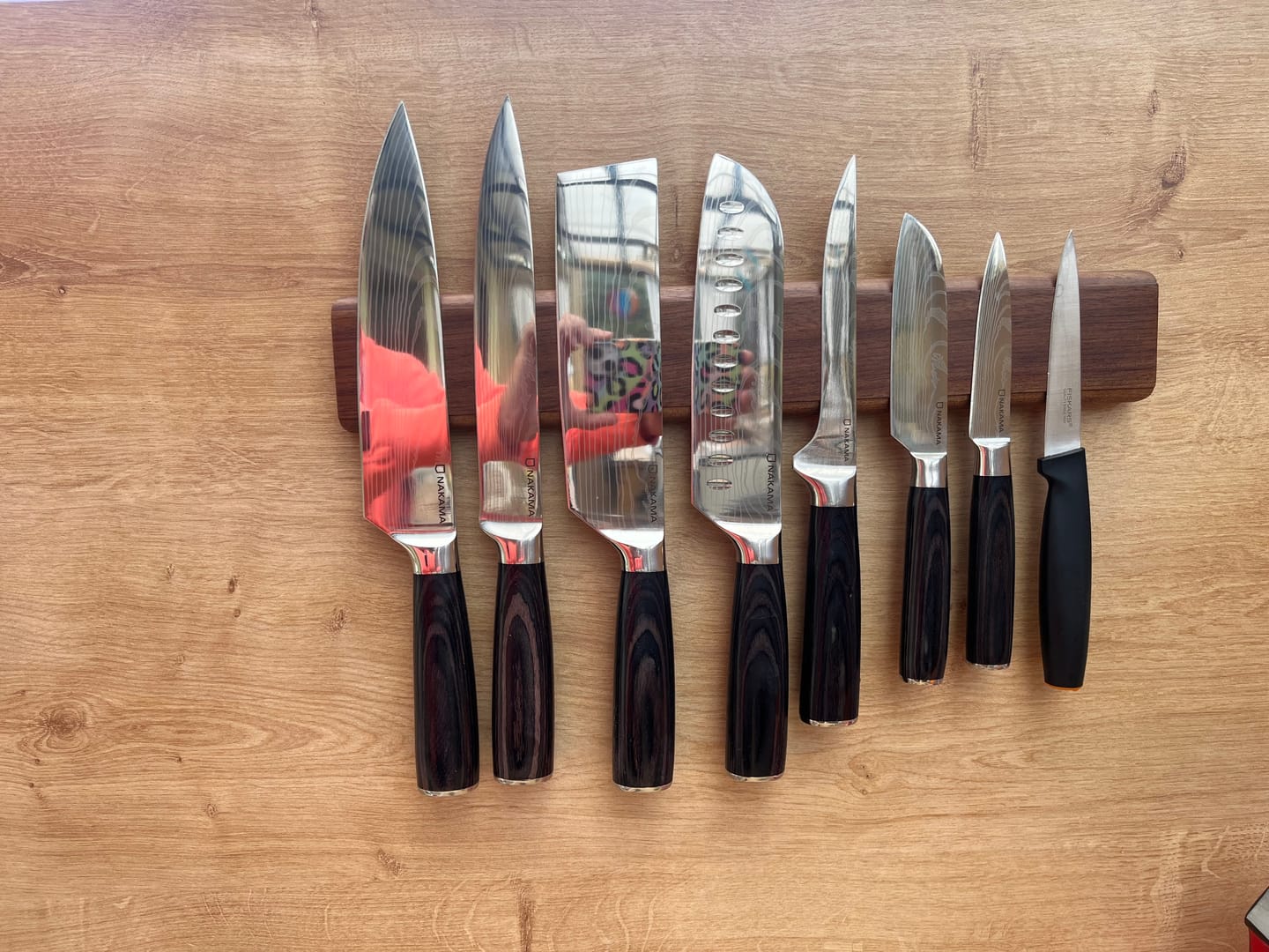 Customer photo review of Magnetic Walnut Wood Knife Holder