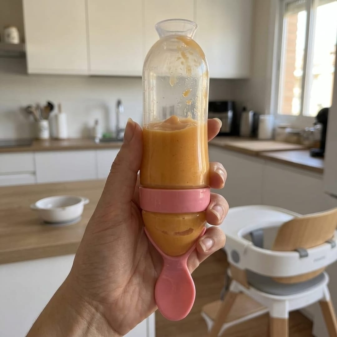 Customer photo review of Biberón cuchara para papillas sin manchas