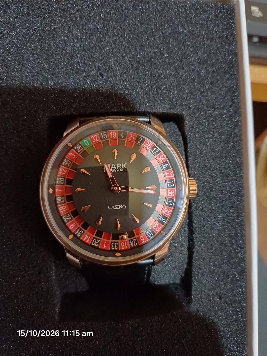 Customer photo review of Mark Fairwhale FW-5031B ROULETTE – Men’s Quartz Watch Roulette Leather Strap Limited Edition