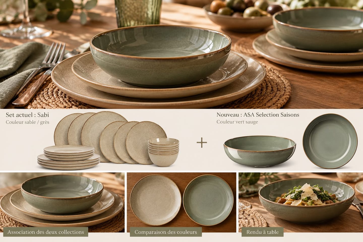 Customer photo review of Cookinglife Serviesset Sabi Beige 18-delig / 6 personen - 6 dinerborden, 6 ontbijtborden en 6 kommen