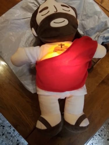 Customer photo review of Breathing Jesus Plush for Sleep Better