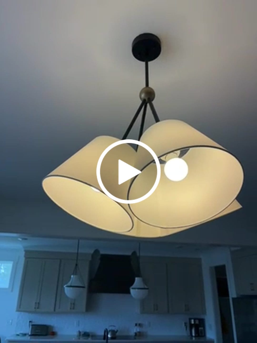 Customer video review of 4-Light Cluster White Fabric Cone Shade Chandelier