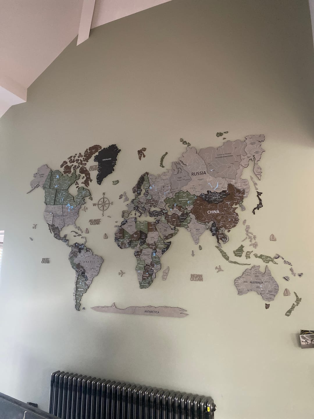 Customer photo review of 3D Wood World Map -Light Rustic