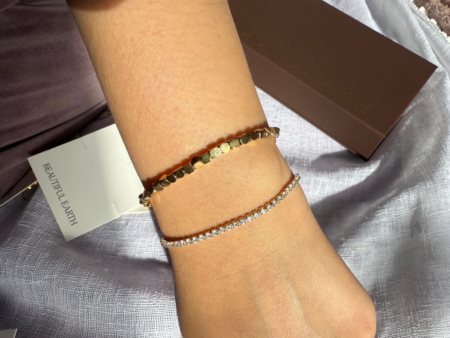 Customer photo review of Lexi 18K Gold Cube Bracelet
