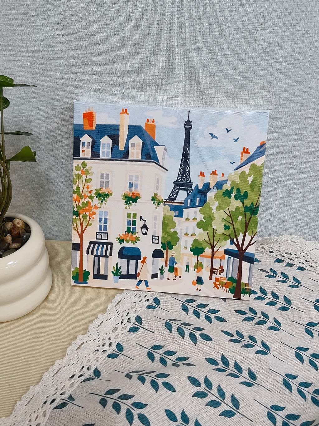 Customer photo review of Mini Peinture par Numéros 20x20cm avec cadre Aquarelle rue de Paris