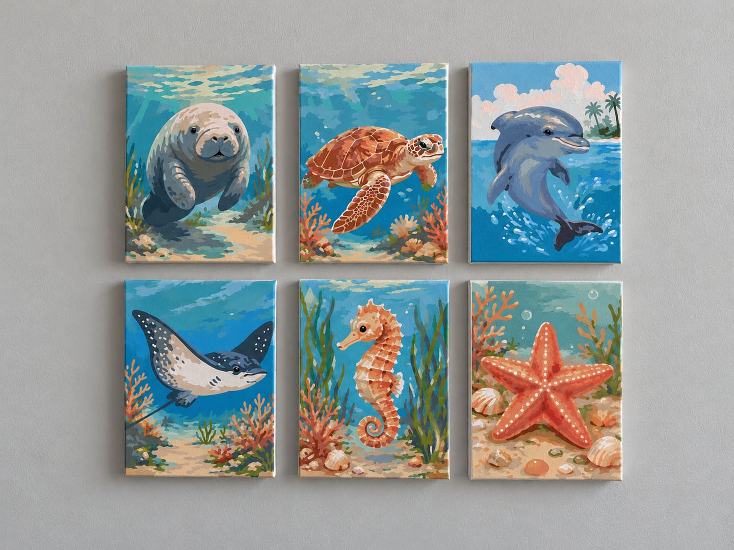 Customer photo review of Mini Peinture par numéros 15x20cm (6 pièces) - Trésors de l'Océan