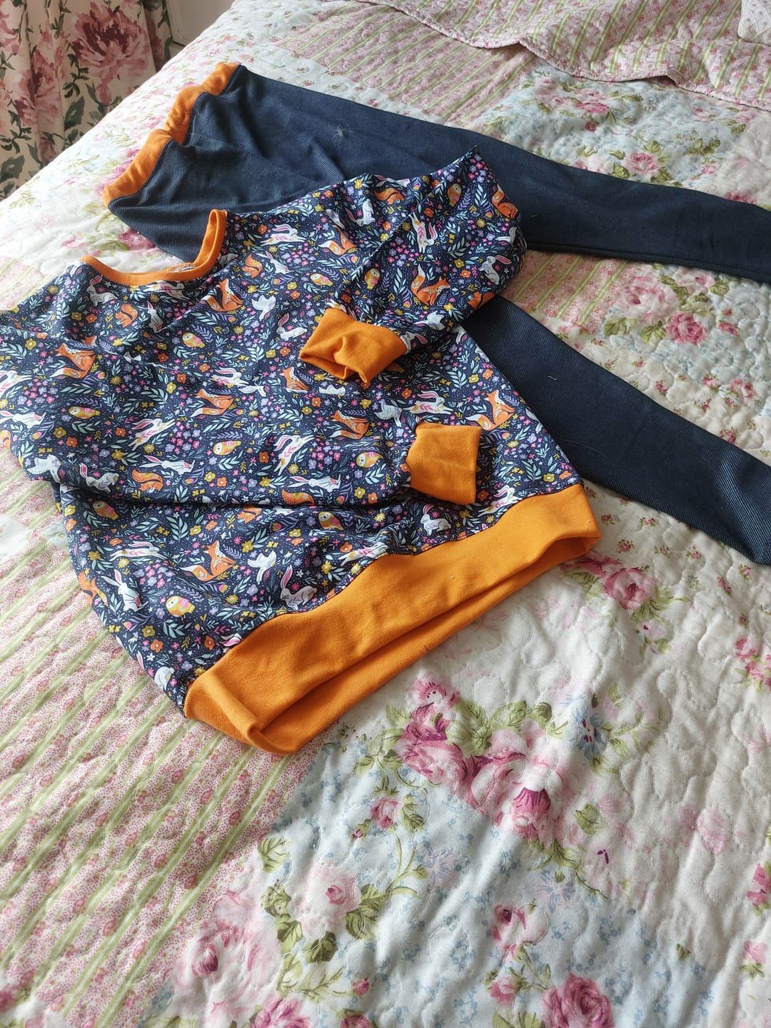 Customer photo review of Forest Animals on Deep Purple French Terry Fabric