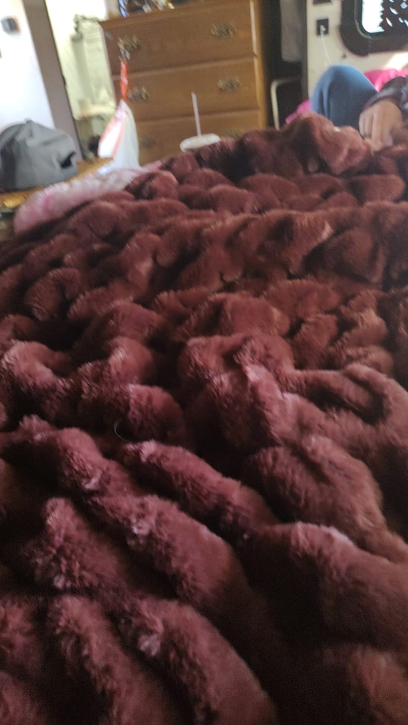 Customer photo review of Hugs Rich Mahogany Blanket