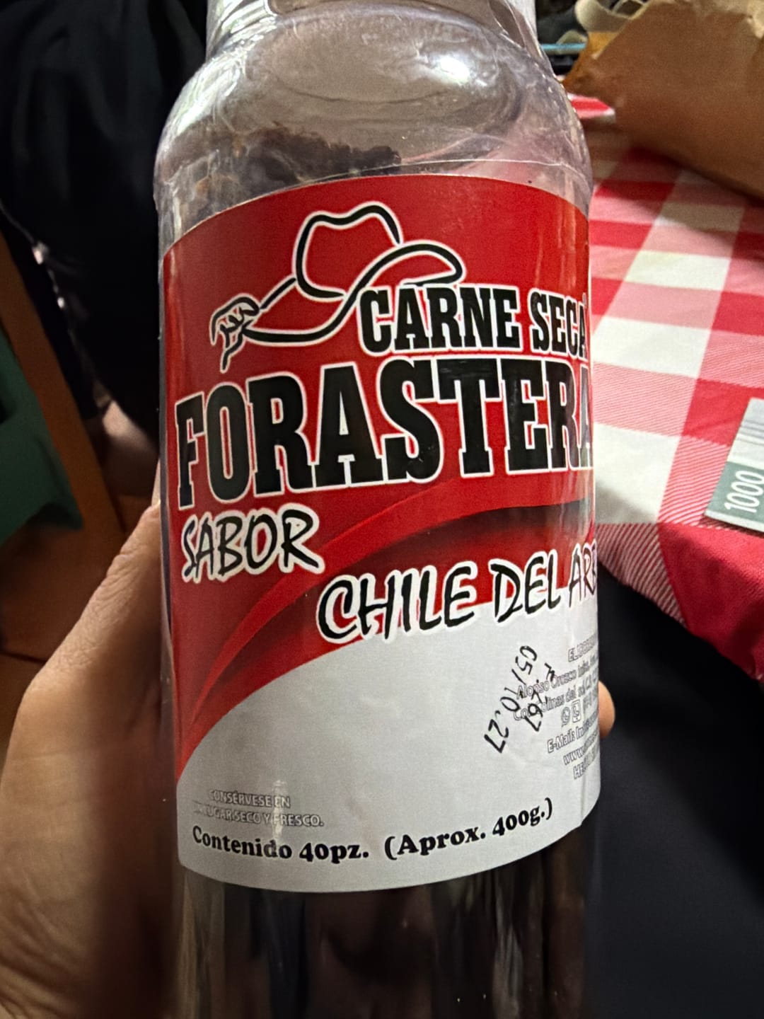 Customer photo review of Tiras de carne seca sabor Chile del Arbol