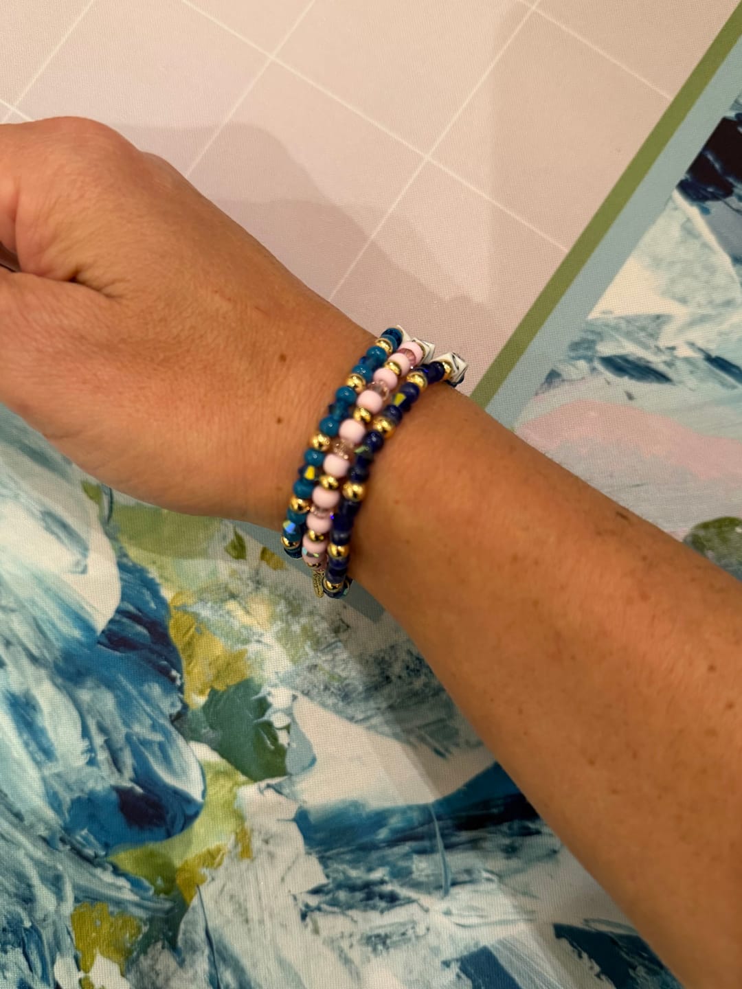 Customer photo review of Pink Winds Mahjong Bracelet Set